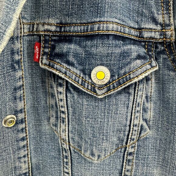 Levi Strauss & Co. Denim Jacket Womens Small Medium Blue Stretch Y2K Classiccore - Picture 7 of 8